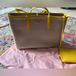 Kate Spade yellow and canvas tote bag
